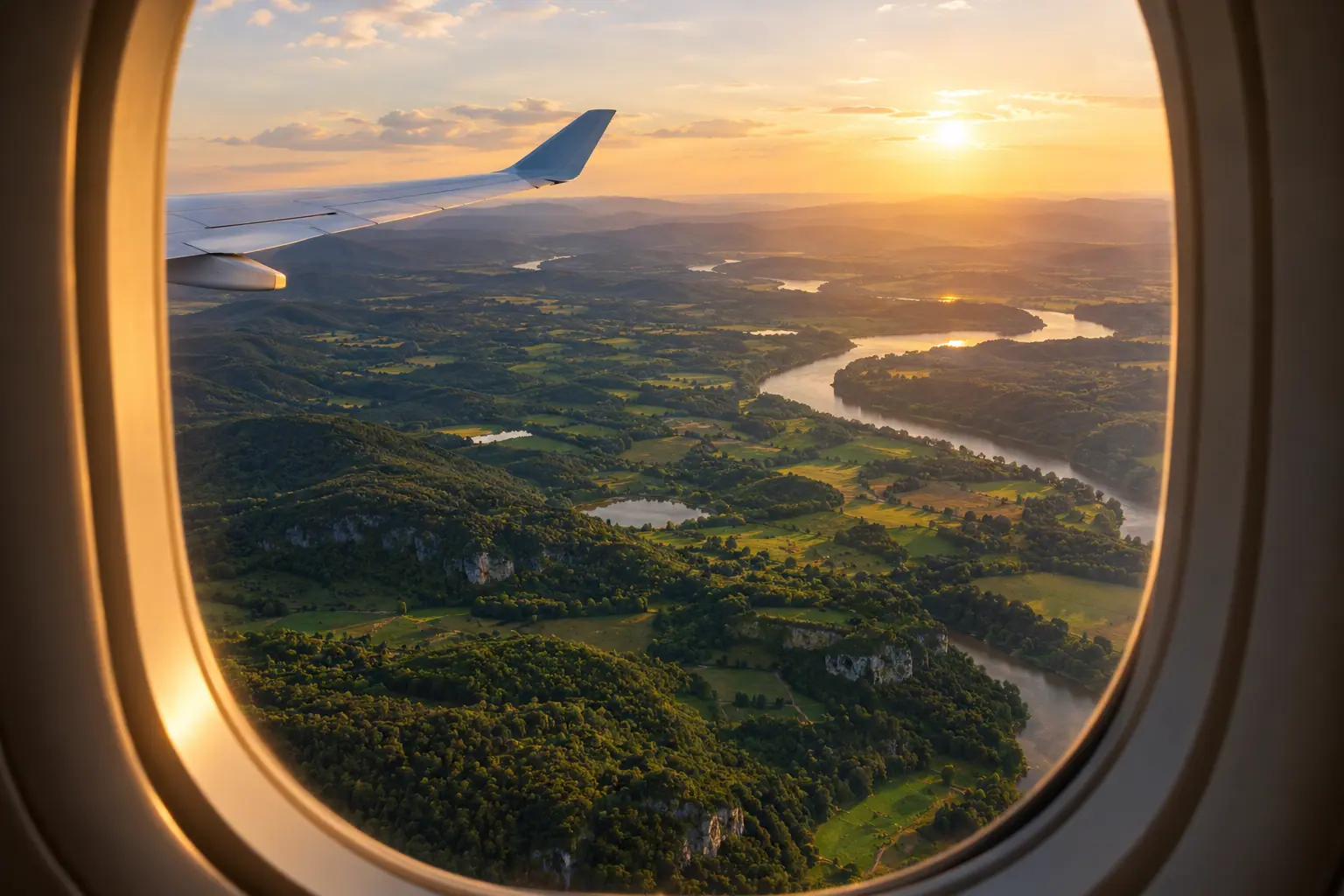 Nashville area from a private jet window