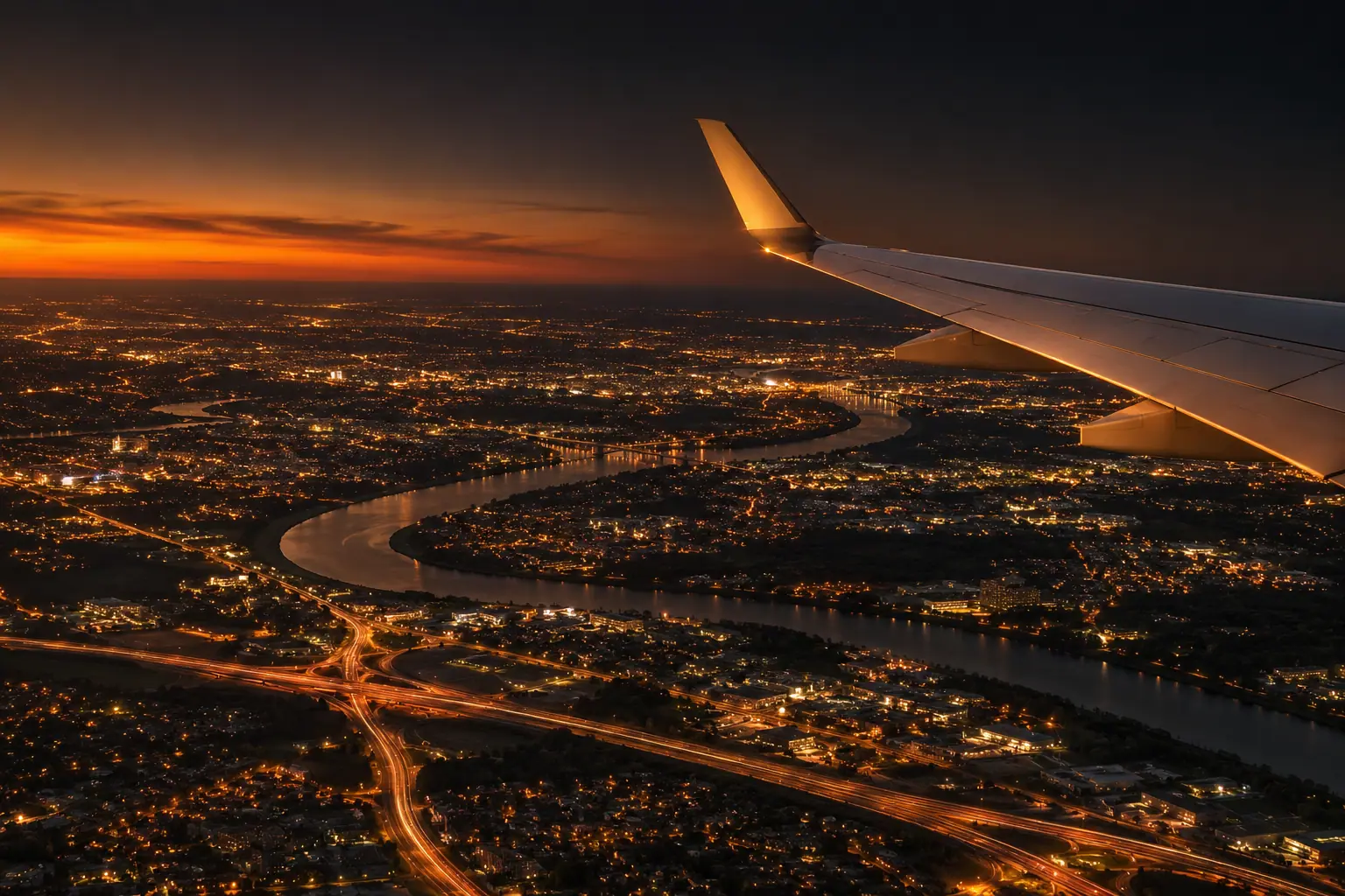 Nashville lights seen from a private jet
