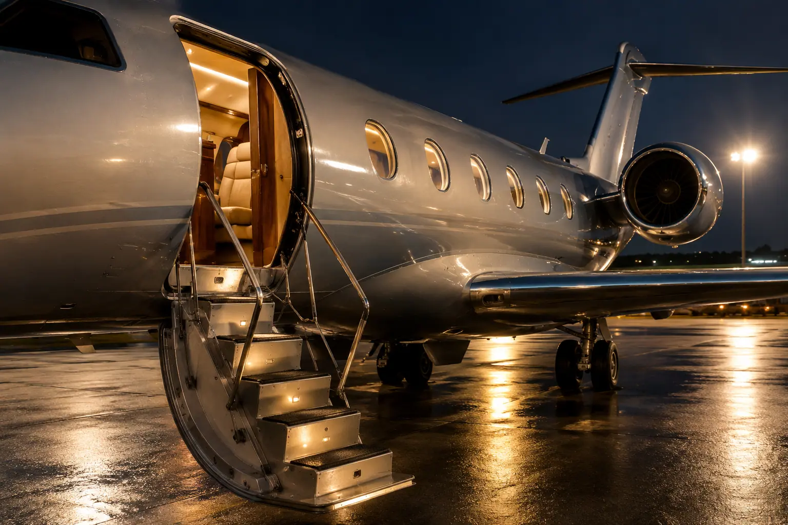 Open airstair of a private jet
