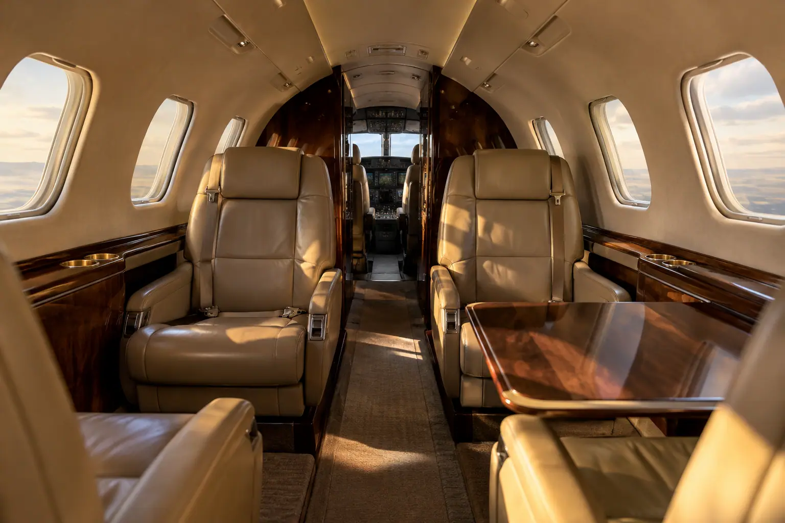 Midsize jet cabin interior