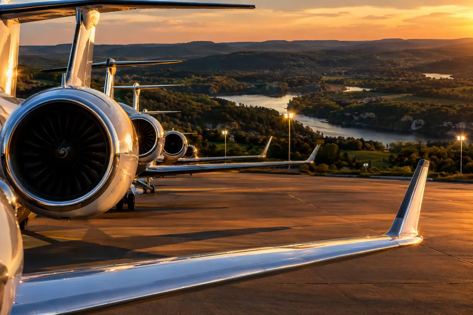 Business jets on the ramp