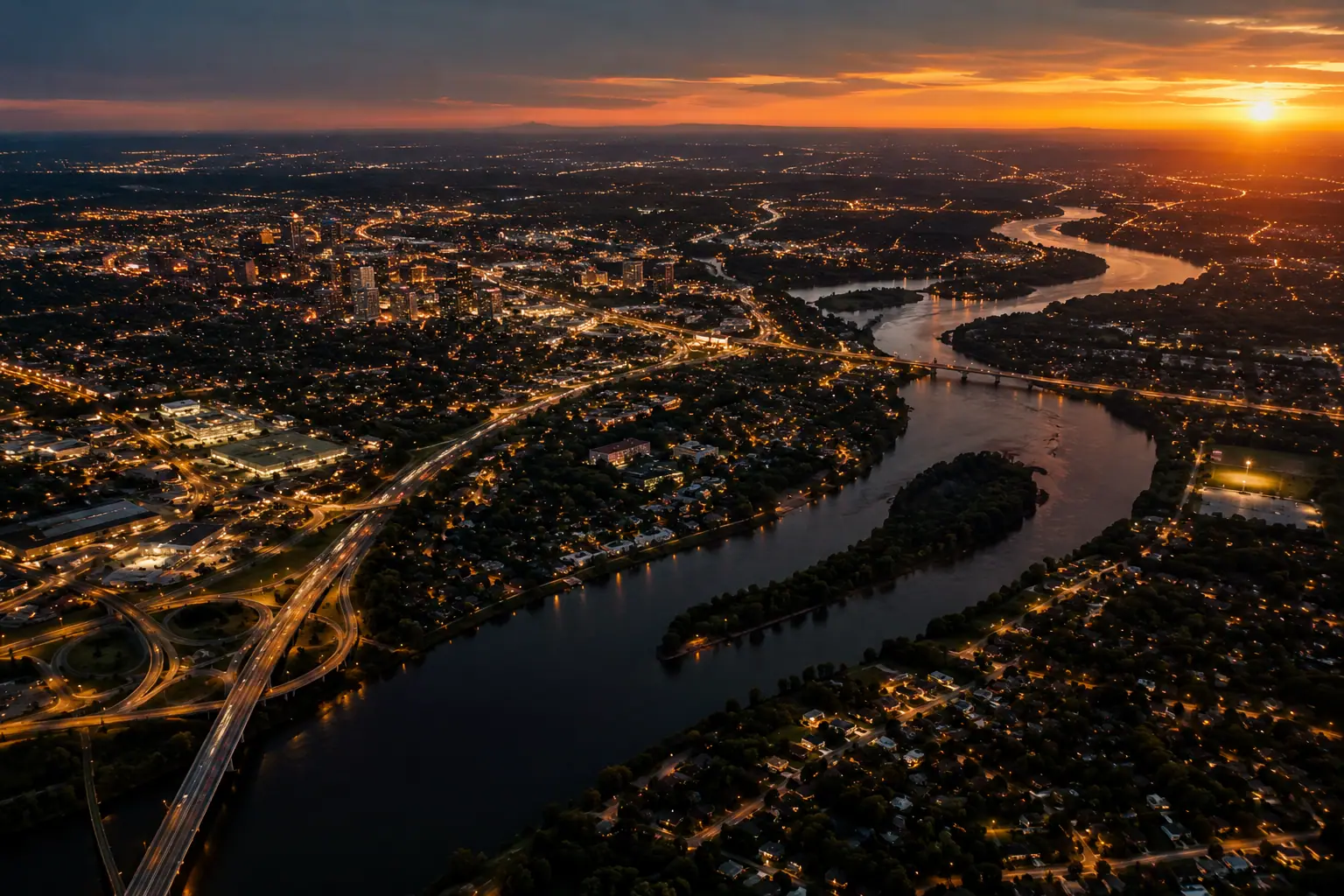 Nashville at night from above