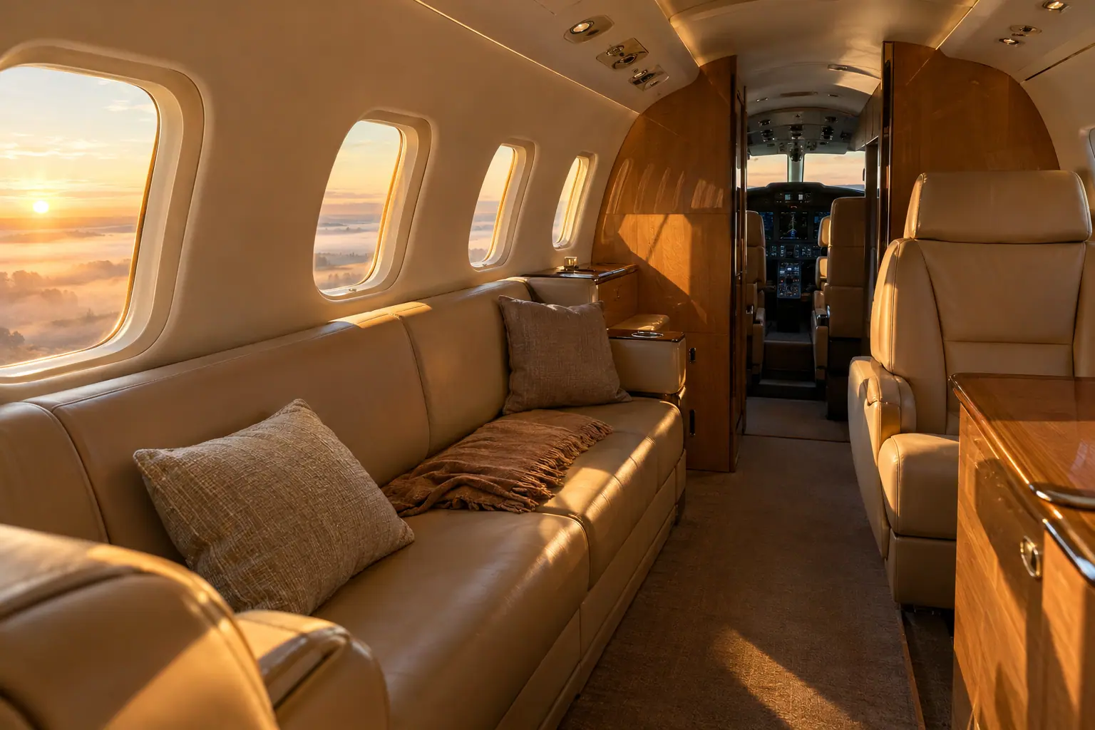 Light jet cabin interior